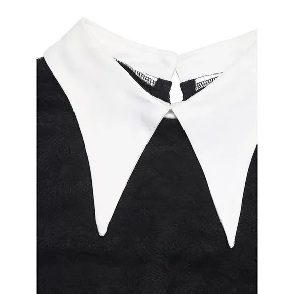 Lace Long Sleeve Collared Midi Dress - Picture 7 of 9